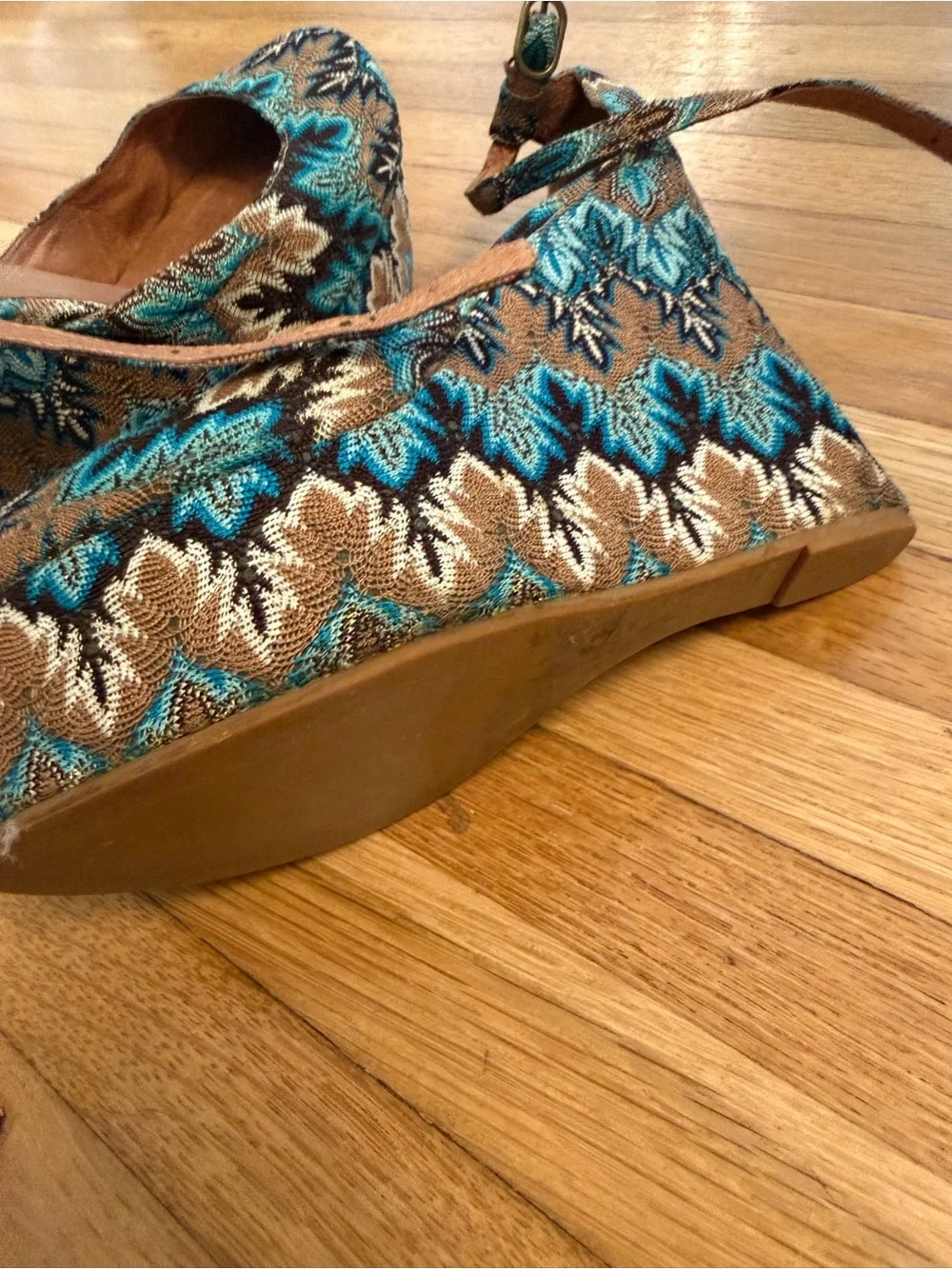 Jeffrey Campbell “Bette” Women’s Blue Patterned Wedge Sandals